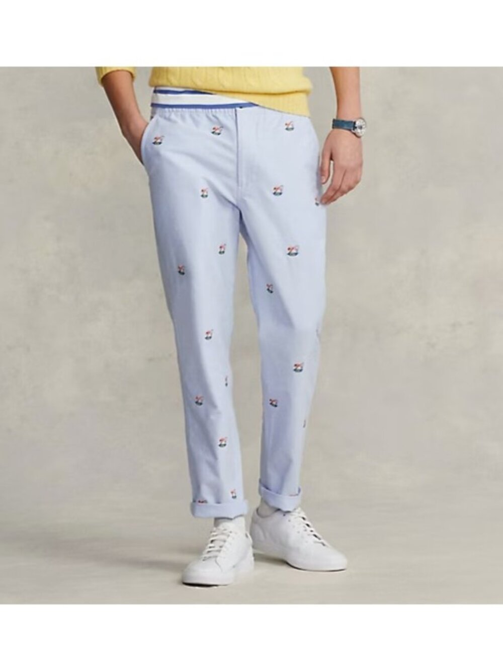 Men's Polo Ralph Lauren Classic Fit $148 Chambray Flamingo Pants Casual Size M